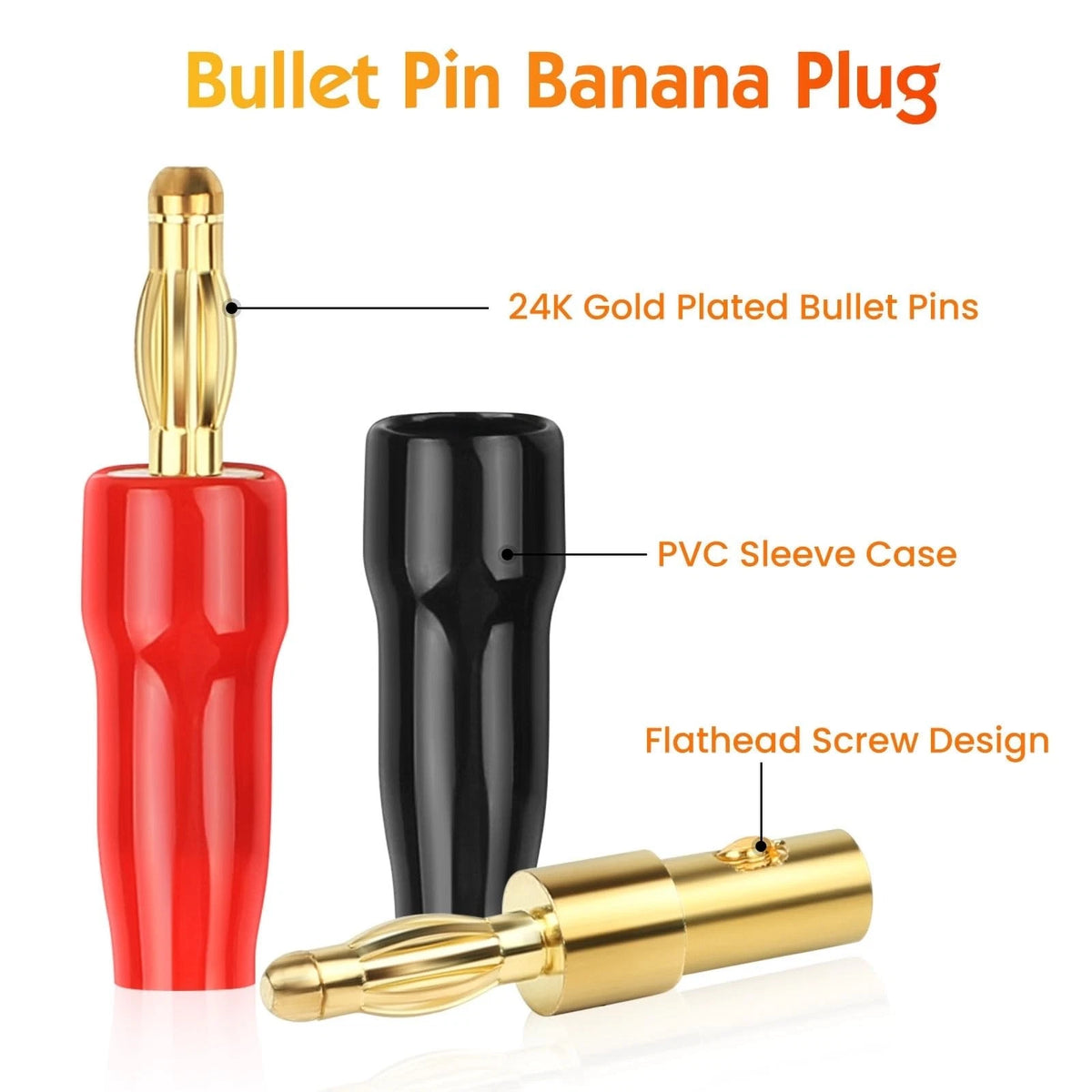 4 mm Gold Plated Open Screw Type Speaker Connector Banana Plugs,12
