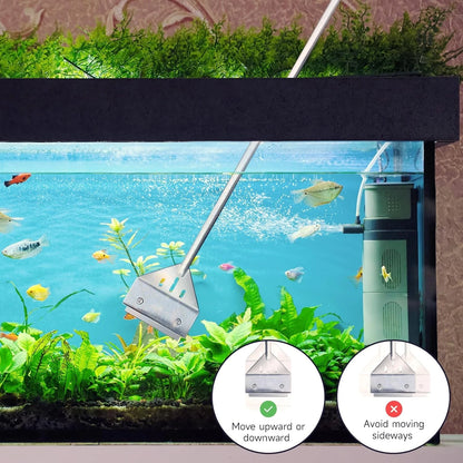 Kirecoo Algae Scraper for Glass Aquariums, 25.6" Fish Tank Cleaner, Silver