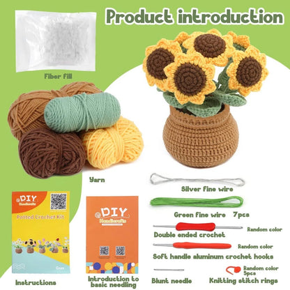 kgxulr Crochet Kit, Sunflower Kit for Beginners, Small, A-Sunflower