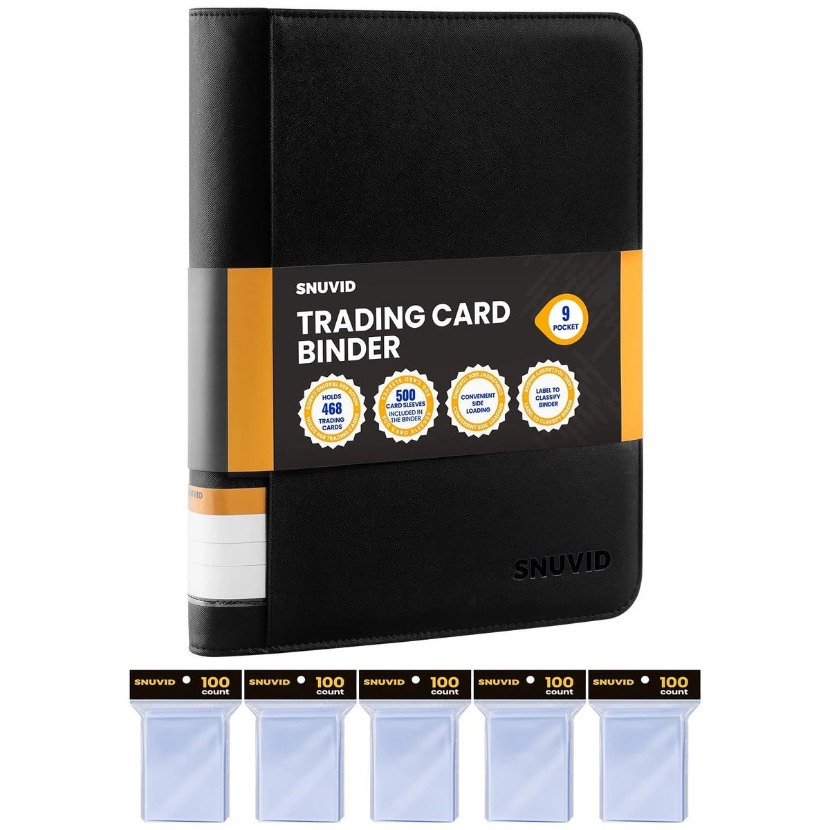 9 Pocket Trading Card Binder with 500 Sleeves, 26 91Mm X 66Mm, Black
