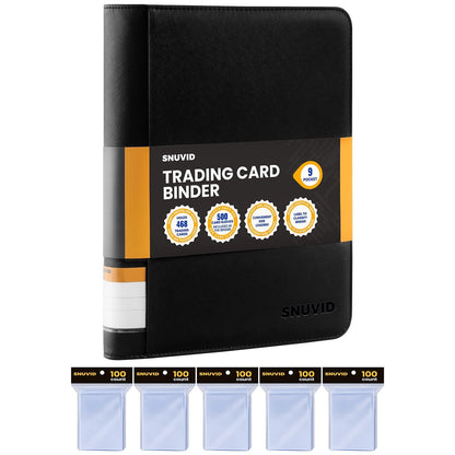 9 Pocket Trading Card Binder with 500 Sleeves, 26 91Mm X 66Mm, Black
