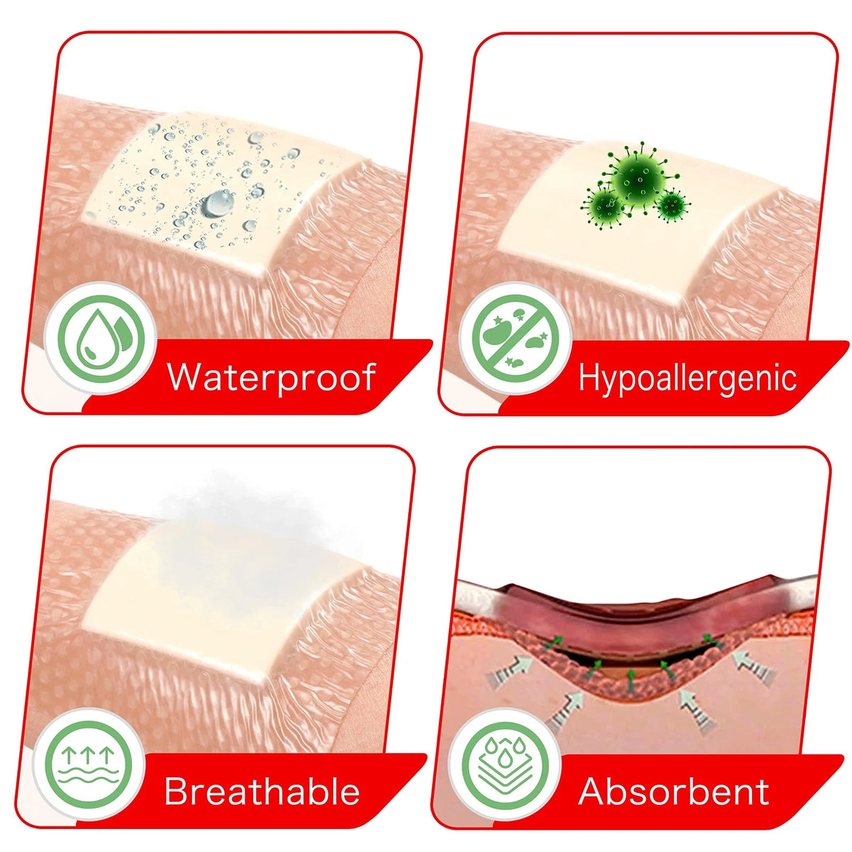 FRESINIDER Silicone Foam Dressing with Adhesive Border – 4" x ,10pack