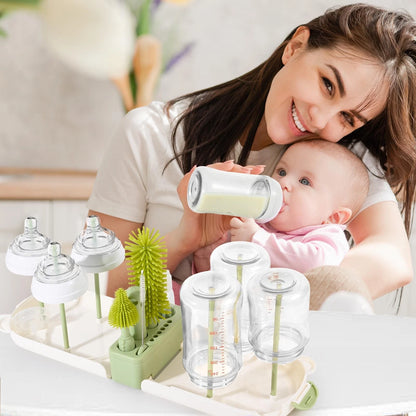 Portable 7-in-1 Baby Bottle Brush Set, Travel Cleaner Kit for Green