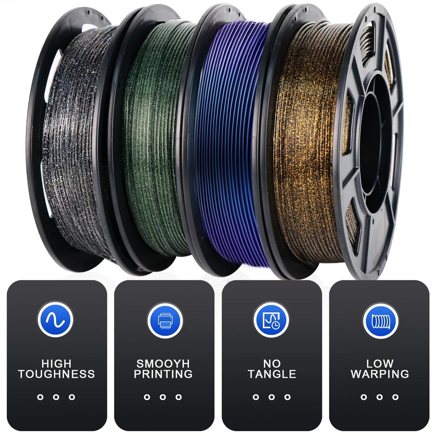 YOUSU 3D Printer Filament Galaxy PLA PLA, 1-galaxy Pla 250g*4 Pack