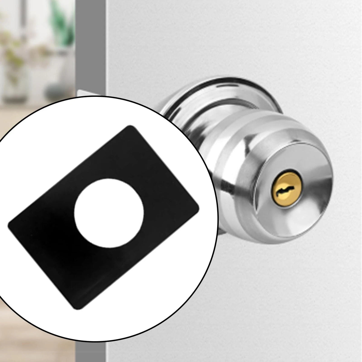 6 PCS Door Knob Plate, Matte Black Lock Repair Backplate