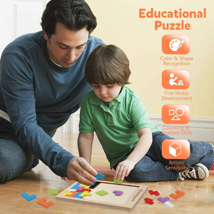 Coogam Wooden Blocks Puzzle Brain Teasers Toy 40, Vibrant, Multi-colored