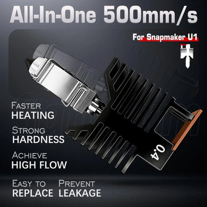 4Pcs 0.4MM U1 Hotend for Snapmaker Extruder, 24V 48W Fast Heating 0.4MM*4