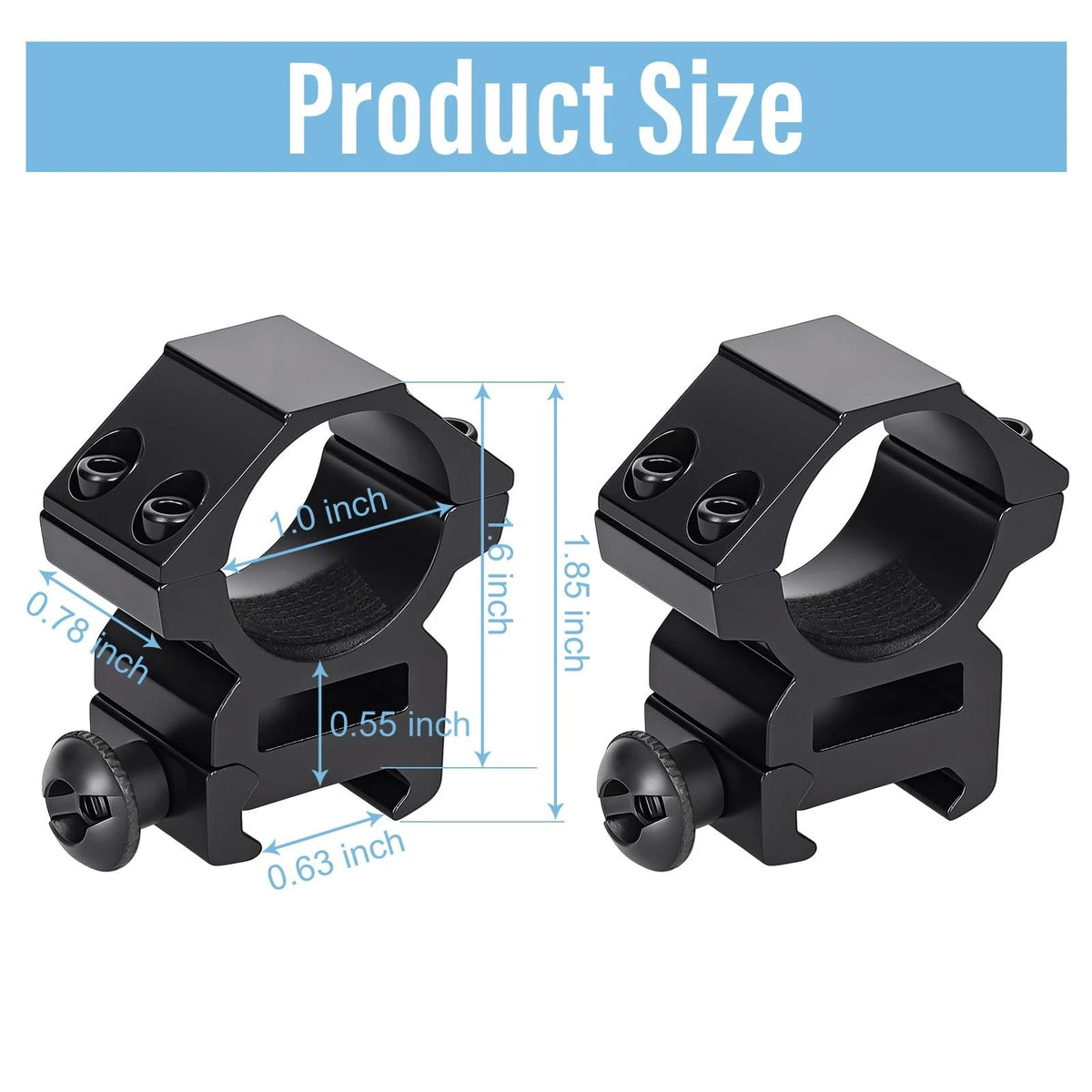 NEATABY Scope Rings Set, 2 Pcs Mounts with Hex Wrenches, 1 Inch Black