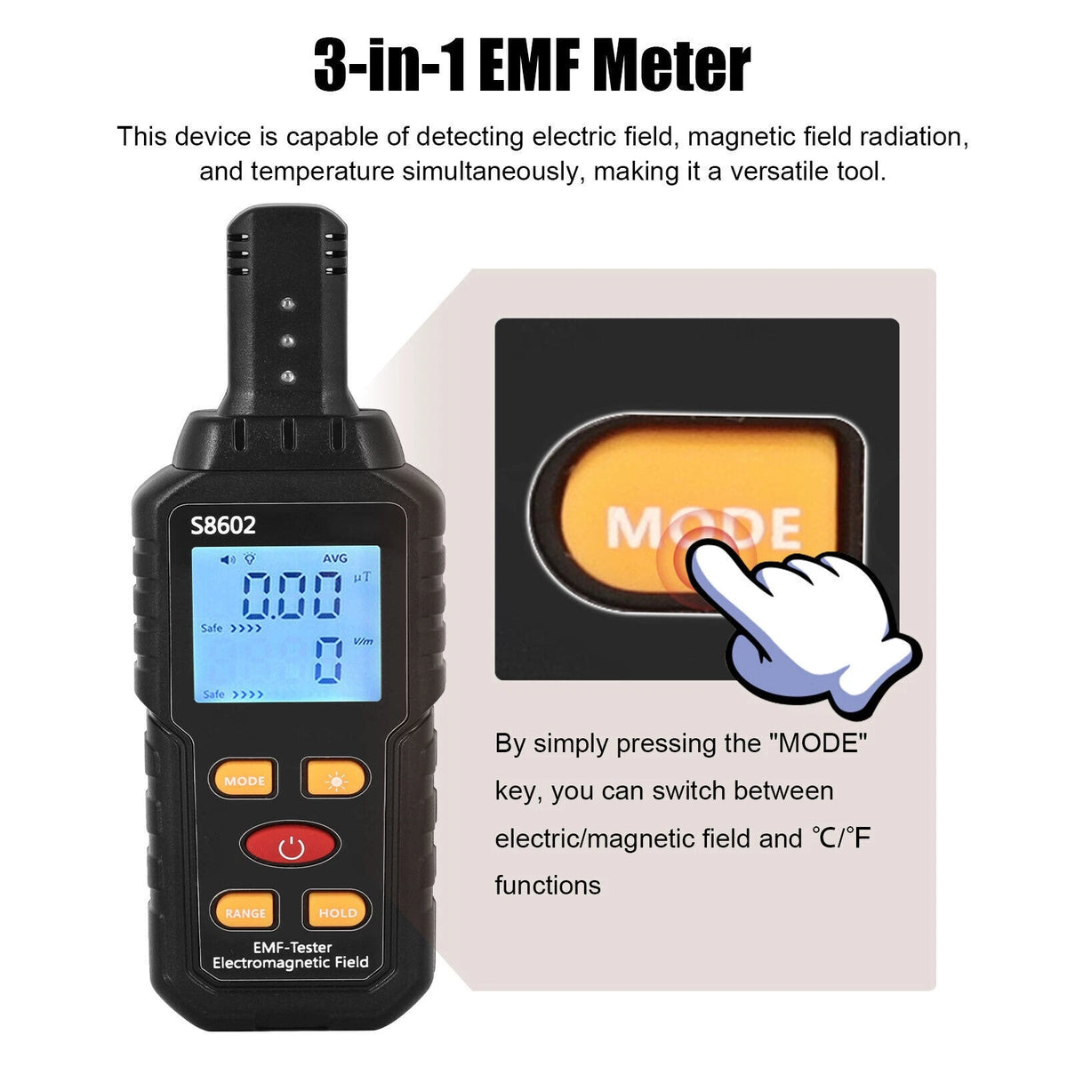 Electric Radiation Detector Electromagnetic Digital LCD EMF Meter