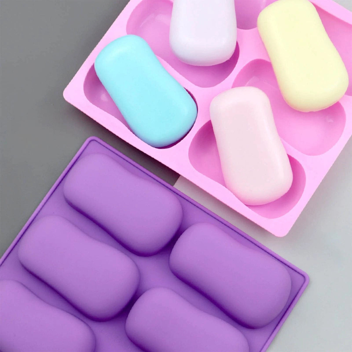 2 Pack Oval Silicone Soap Molds，6 Cavity Molds