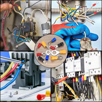 102 Pcs Disconnect Electrical O Ring Crimp Terminals Black, blue, red, yellow