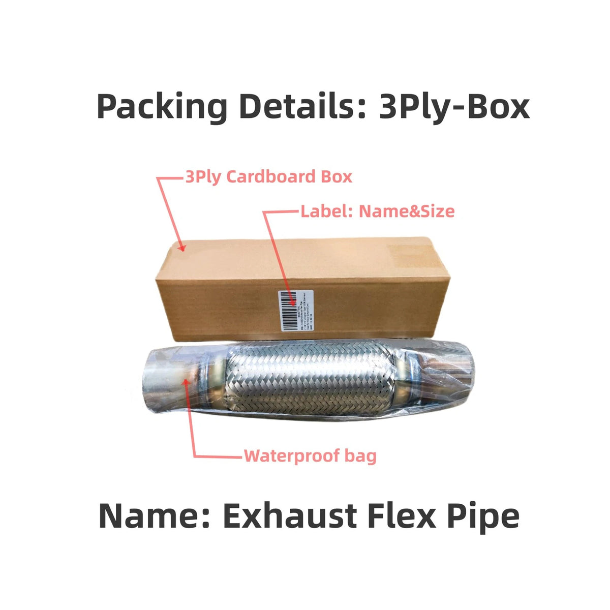SUISFLXGRO Exhaust Flex Pipe Universal Type  Stainless Steel 2.25X8X12