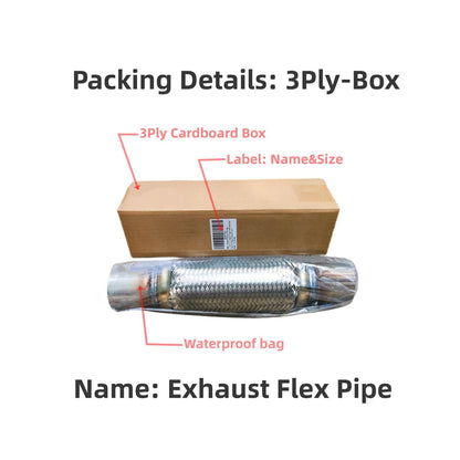 SUISFLXGRO Exhaust Flex Pipe Universal Type  Stainless Steel 2.25X8X12