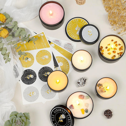 CONNOO 48 Pack Candle Tins - 24pcs 8oz + 4oz 48pcs 4oz+8oz, Matte Black