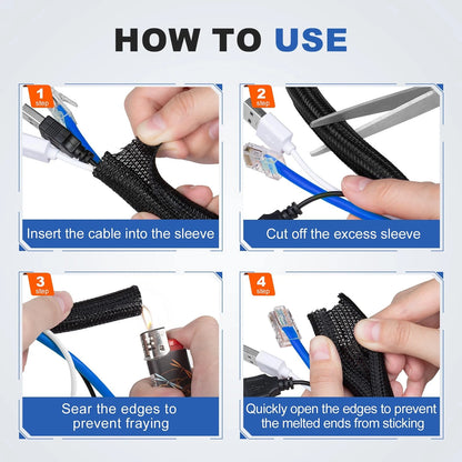 ELECFUN 8ft - 1/2 inch Cable Management Sleeve Cord 1/2"-8ft, Black