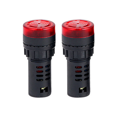 2Pcs 22mm/ 0.9inch Red LED Buzzer Alarm Signal Indicator Flash Light Panel Mount