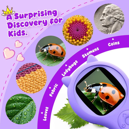 Microscope for Kids - Electronic Handheld Magnifying Glass 1 Pcs, Purple