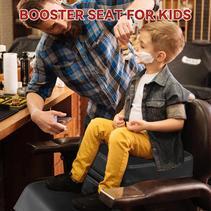 HOMBYS Adjustable Salon Booster Seat for Kids Leather 14.5"x11"x7.4", Black