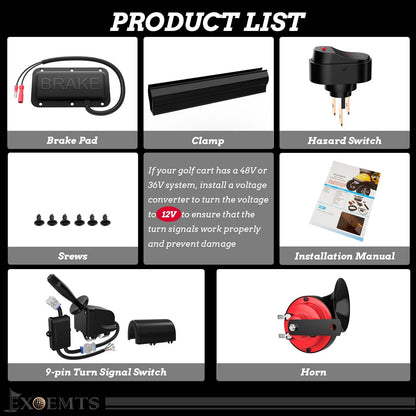 EXOEMTS Golf Cart Turn Signal Kit, 9-Pin Plug & Play black