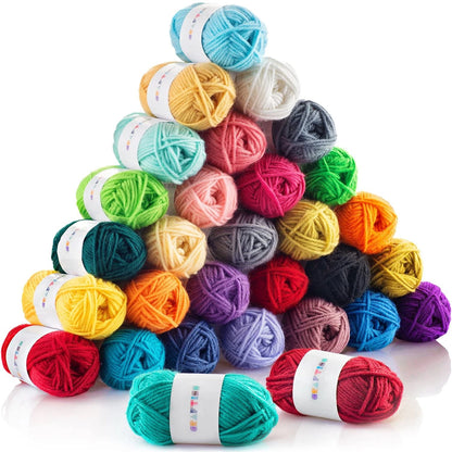 CRAFTISS 30 of 20g/0.7Oz Acrylic Yarn Mini Skeins - 1300 30x20g, Multicolor