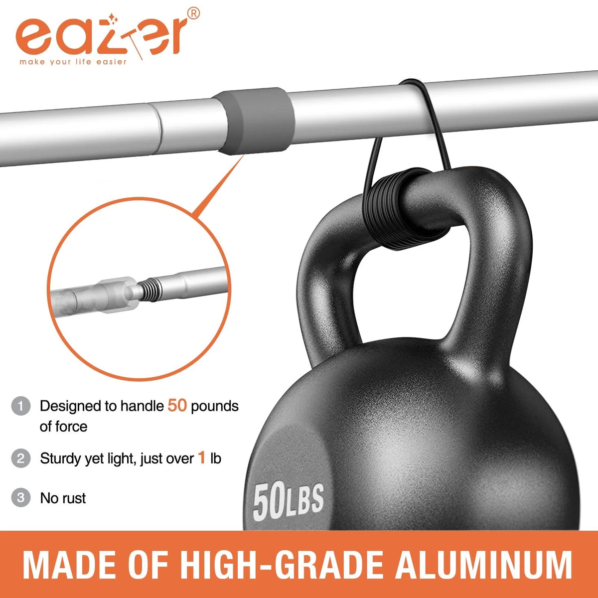 Eazer 2-in-1 Window Cleaner Tool, 64'' Squeegee for 64inch, Orange