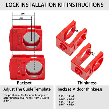 RKK Door Lock Installation Kit, Carbon Steel Hole 1 Set, Black/Red