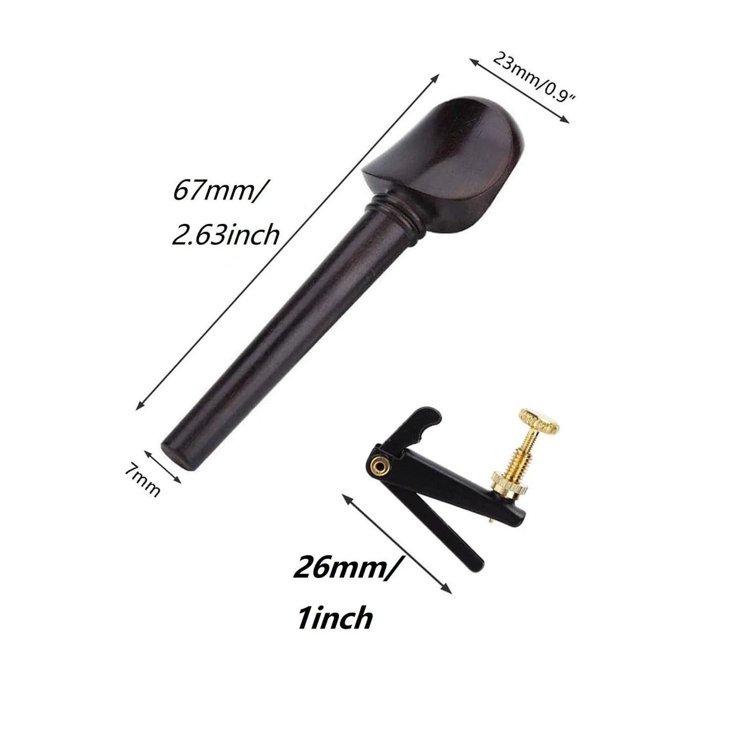 TUOREN 4Pcs Ebony Violin Tuning Pegs and Fine 4/4 size, Black