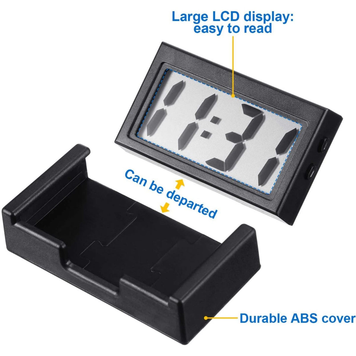 Durable 3 Pack Mini Digital Clock Small Adhesive Stick On Battery Operated Clock