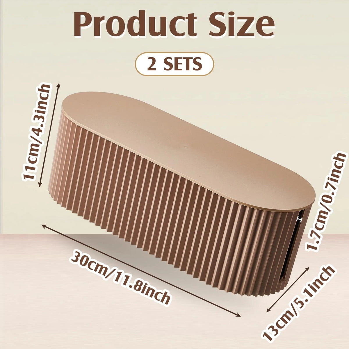Marsui 2 Pcs Light Coffee Cable Management Organizer Box for