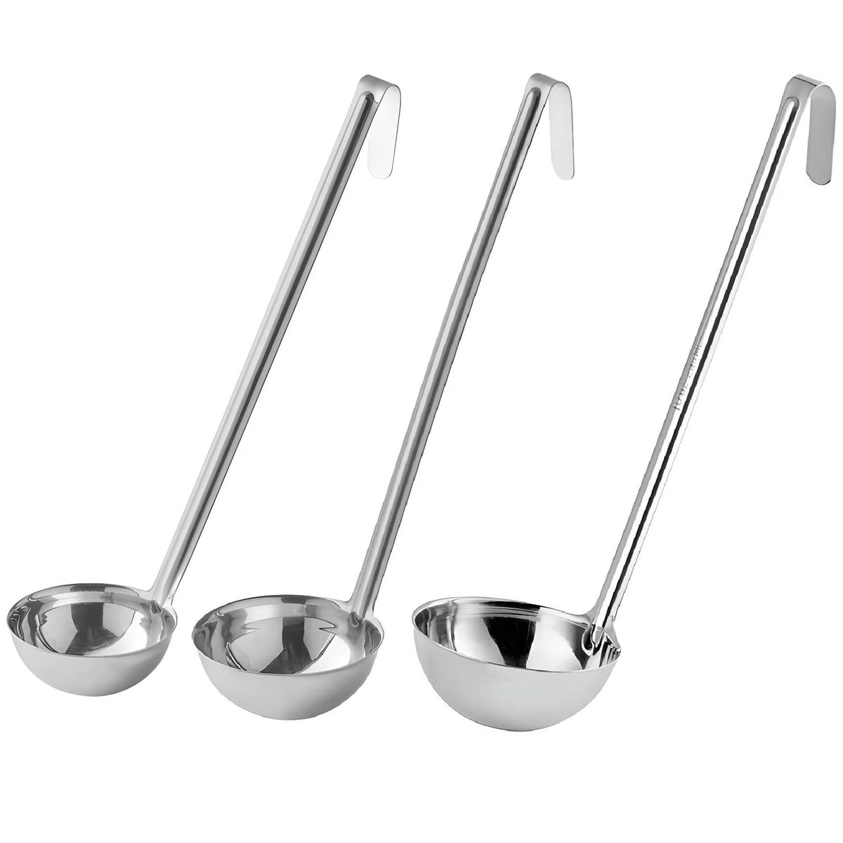 OCS Parts Set of 3 Stainless Steel Culinary Ladles | 6 - 8 - 10 Ounce, Silver