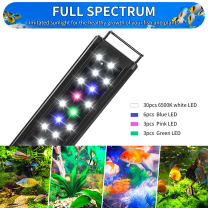 AQUANEAT LED Aquarium Light Full Spectrum for 18"-24", light cover is black
