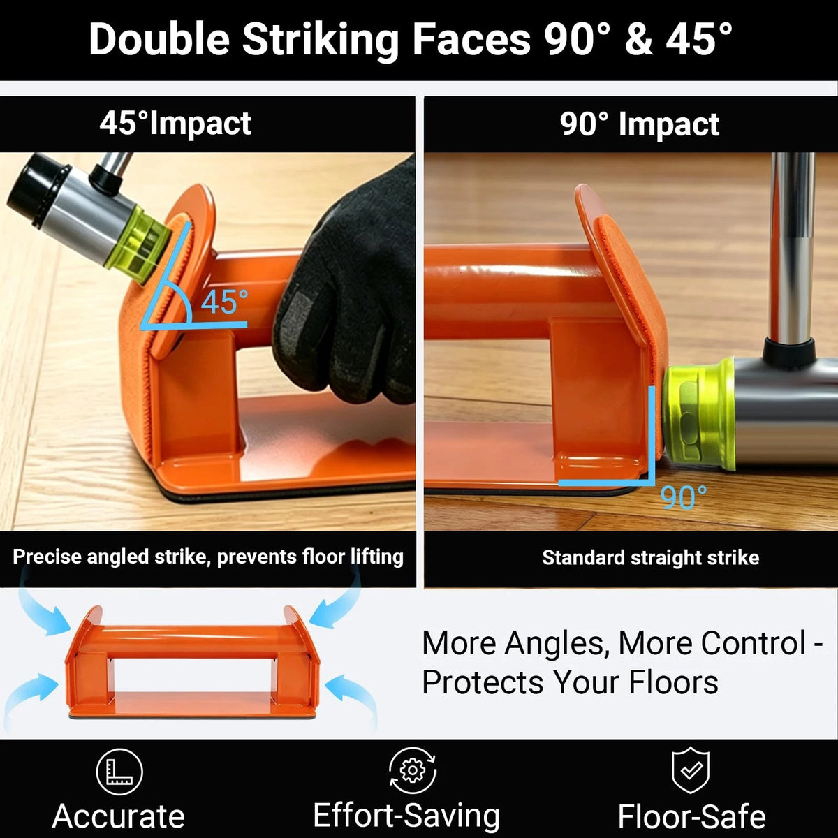 Floor Gap Fixer Tool Kit with Rubber Mallet for Laminate,Vinyl Plank, Orange