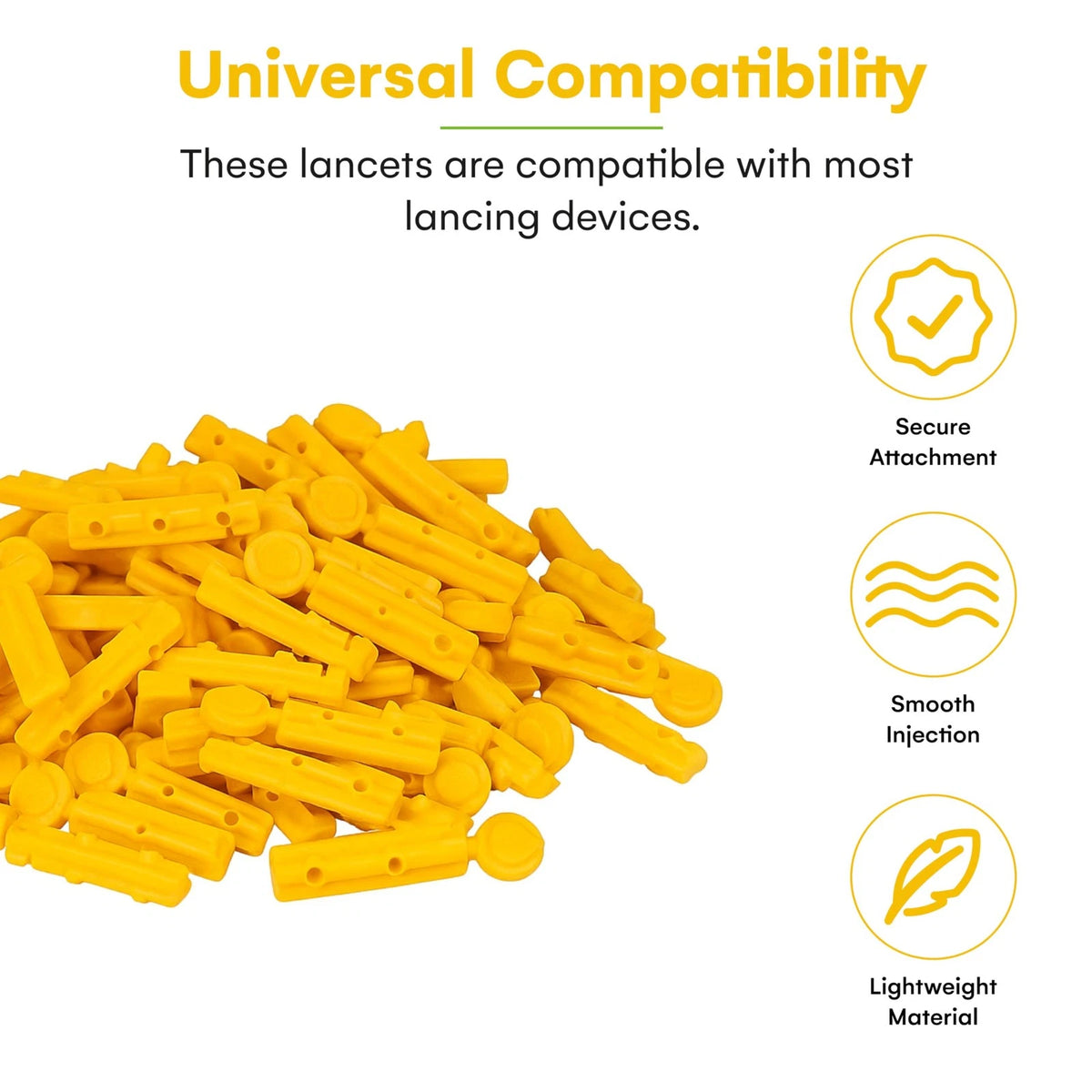 Care Touch Lancets for Diabetes Testing - 30 300 Count (Pack of 1), Yellow
