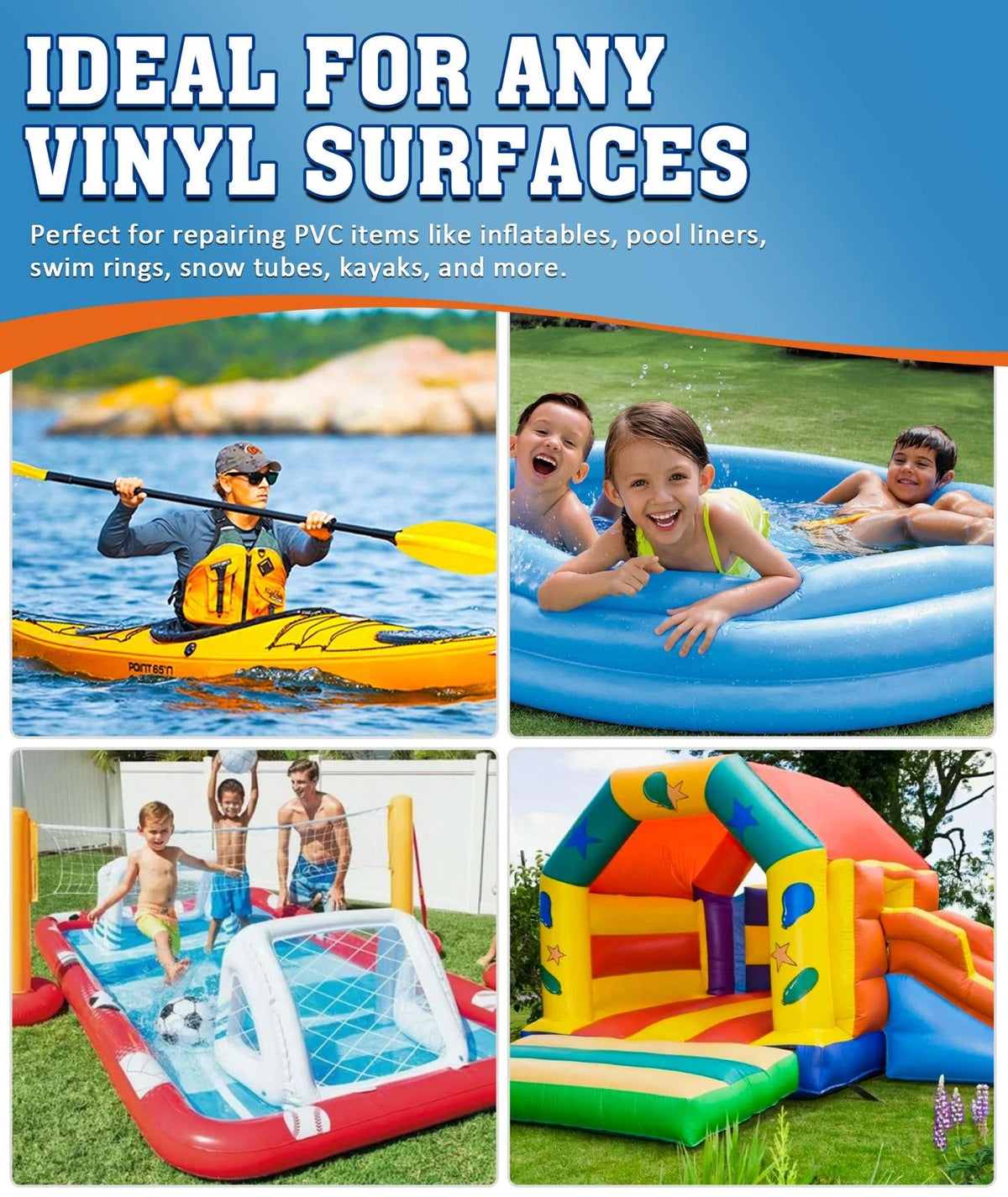EPN Air Mattress Patch Kit, Waterproof Vinyl Pool Liner Repair Kit for Clear