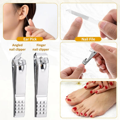 24 Pack Nail Clipper Set Manicure Kit for Women Men Silver