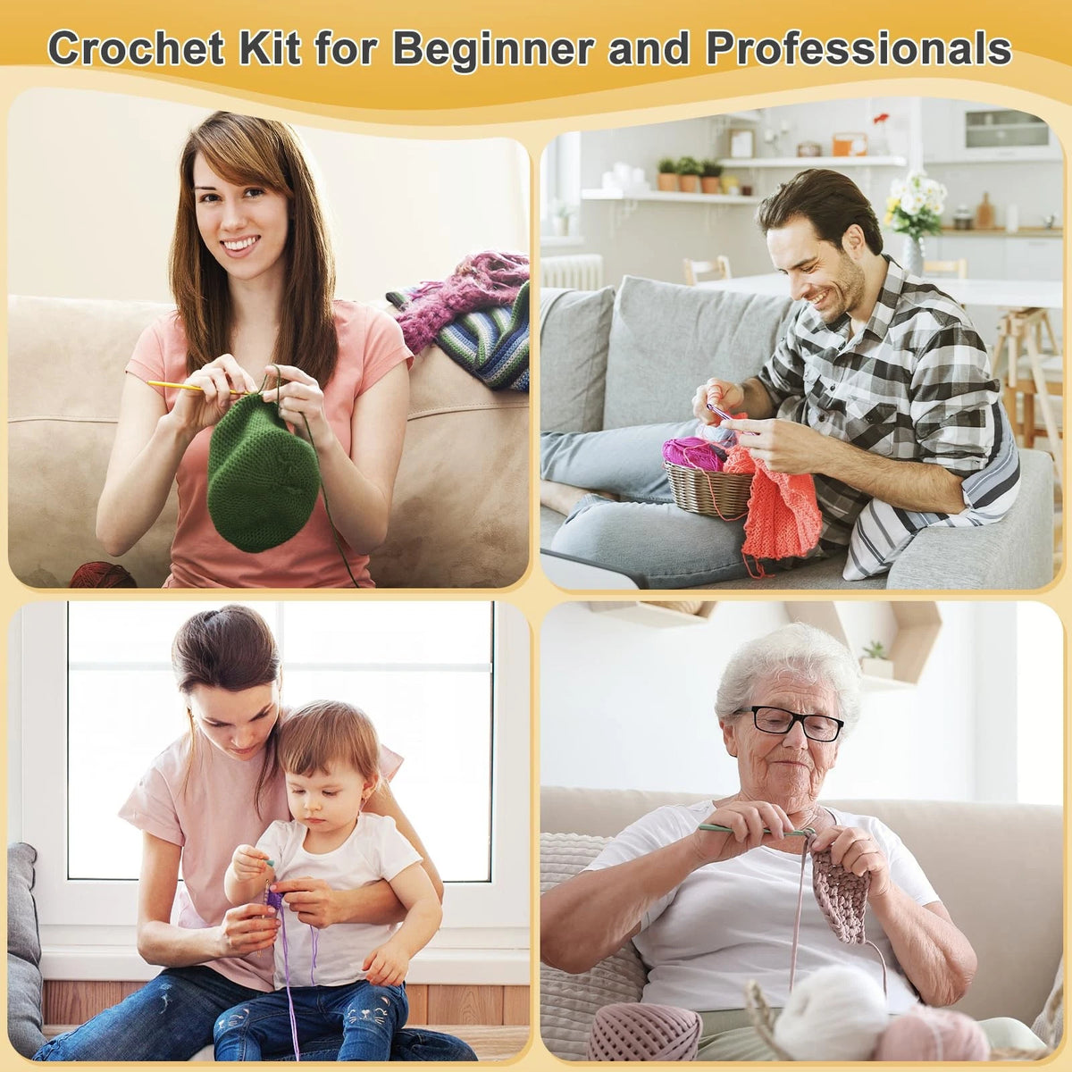 Aeelike Crochet Kit for Beginners Adults, Complete Set, Purple