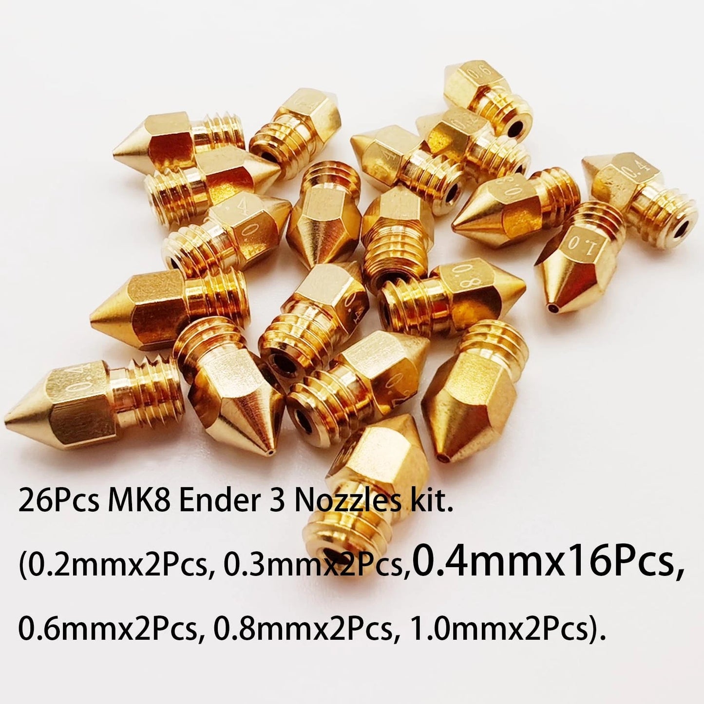 26Pcs Ender 3 Nozzles kit, MK8 Brass 3D Printer Nozzles...