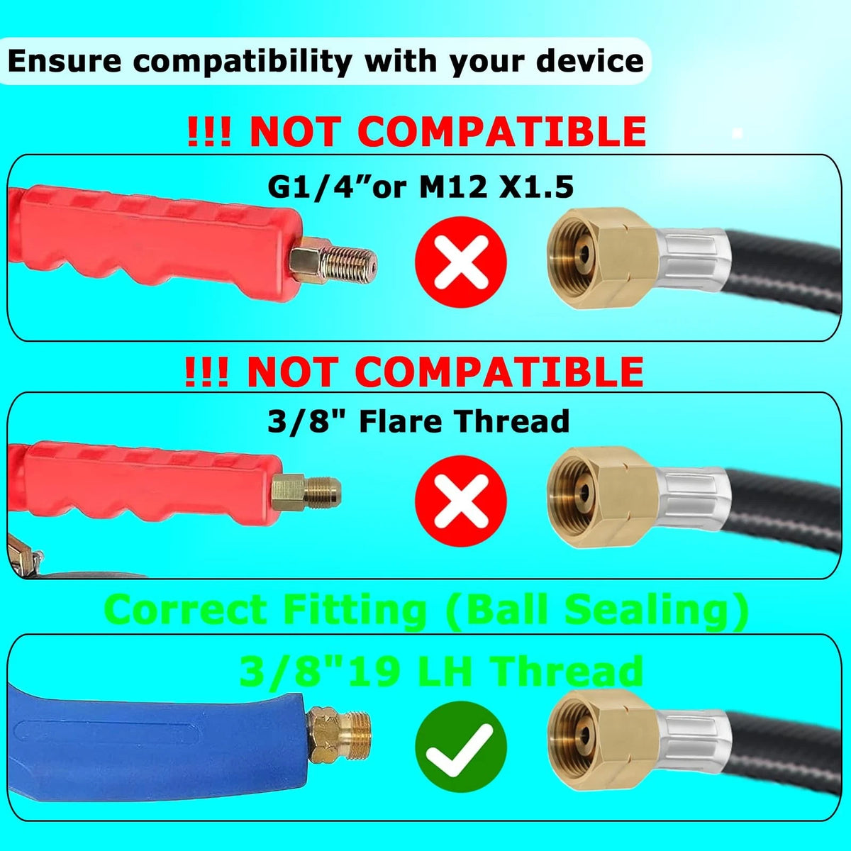 12FT Propane Torch Hose, G3/8"-19 Thread Weed Burner Flame 12 Feet, ‎Black