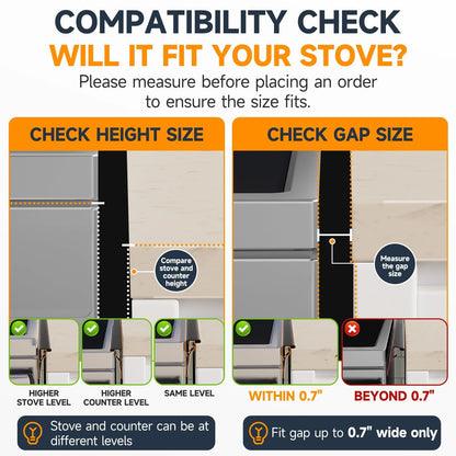 Stove Gap Covers Stainless Steel, Filler Between Stoves and Black