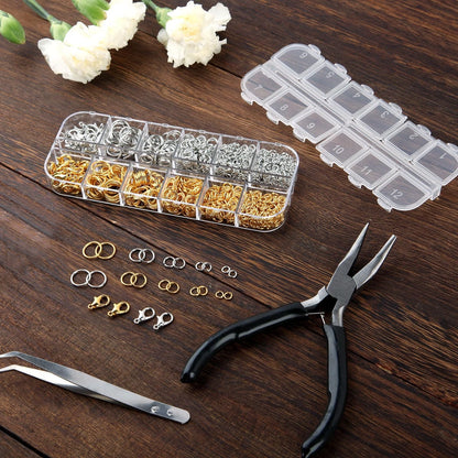 Ausbond 1200Pcs Silver and Gold with Pliers Jump Rings