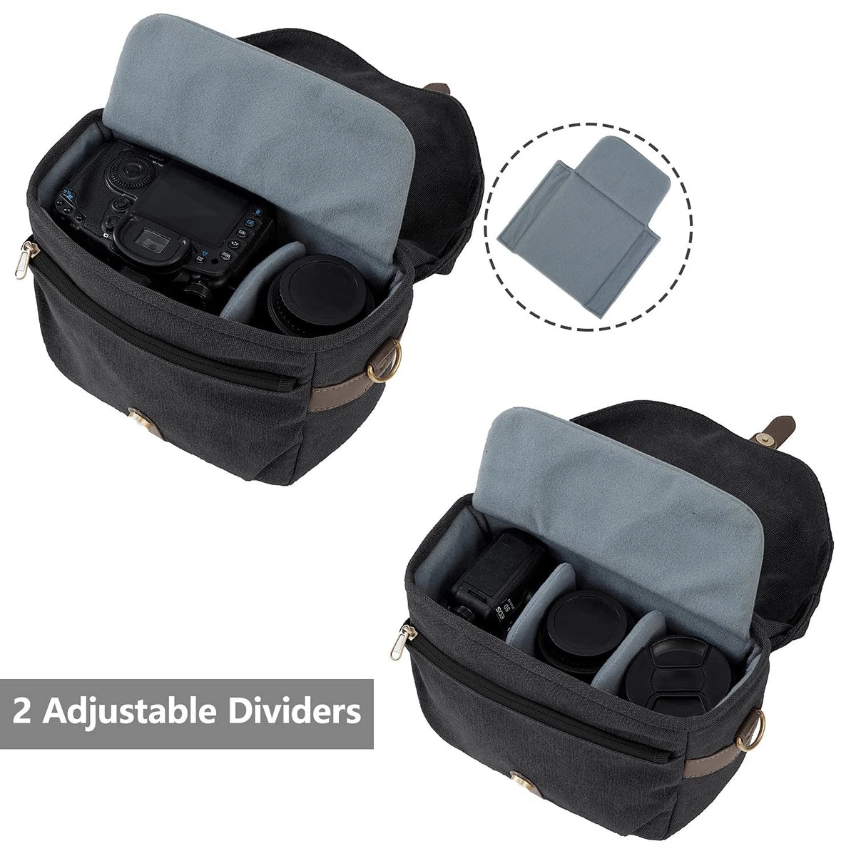 BAGSMART Camera Bag, SLR DSLR Canvas Crossbody Case, Medium, 01-Black