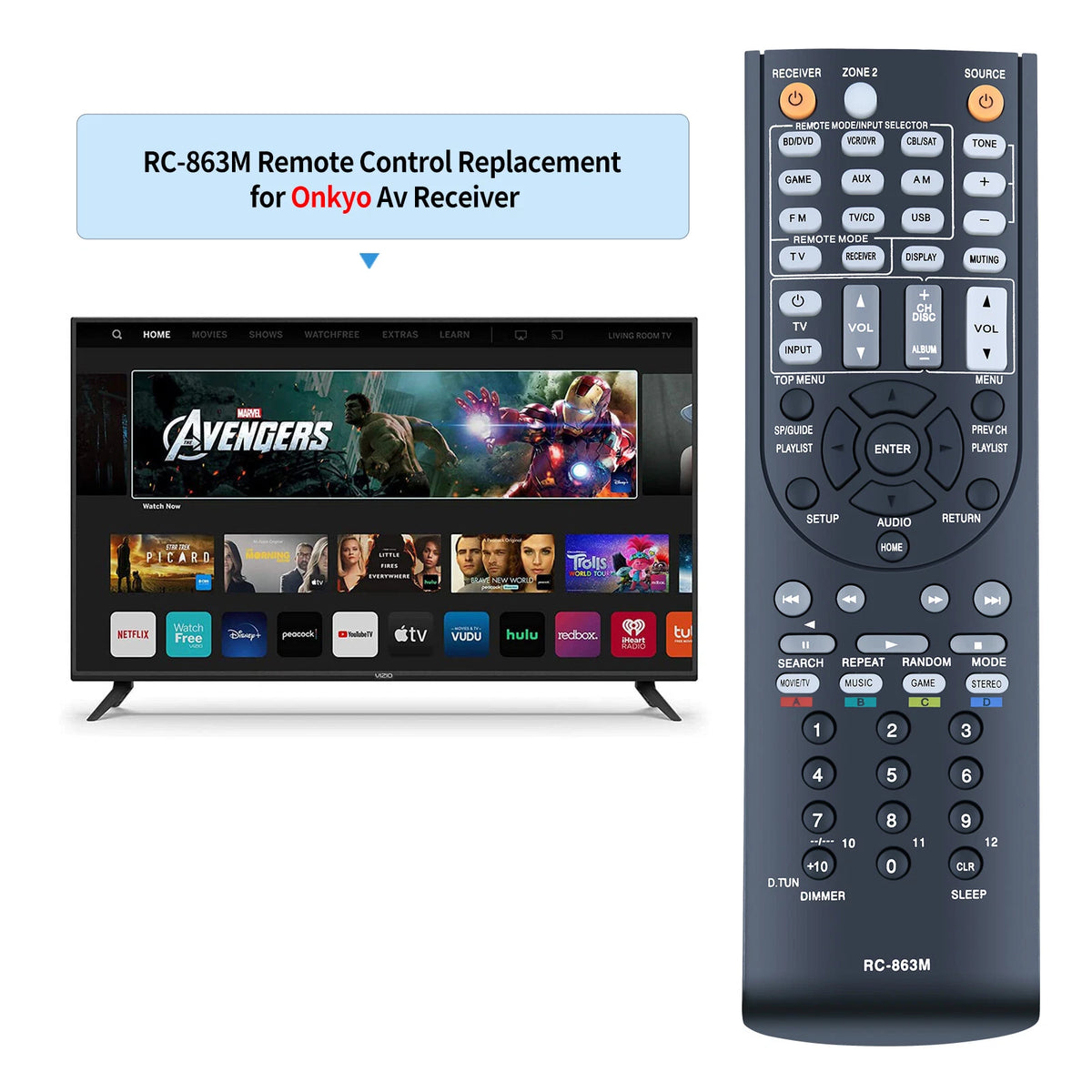 RC-863M Remote Control For Onkyo AV Receiver HT-R2295 HT-R592 HT-S5600