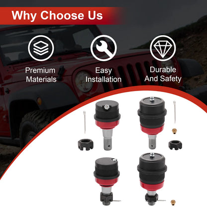 Heavy Duty Ball Joints for Jeep Wrangler JK Dana 30 & Dana 44 Axles Set of 4