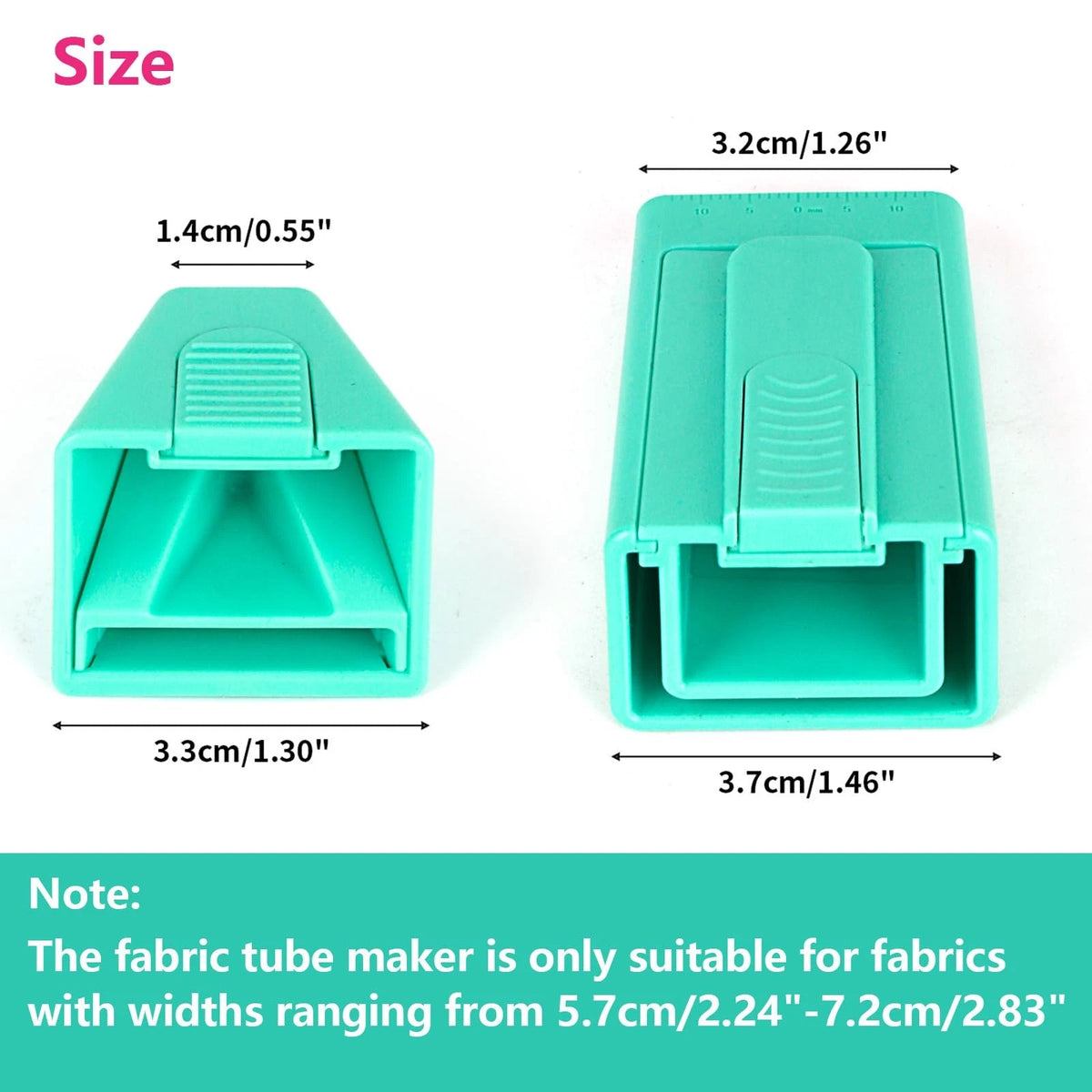 TIGARI Bias Tape Maker, 2 Pack Fabric Tube Maker for 2.24-2.83 inches, Green