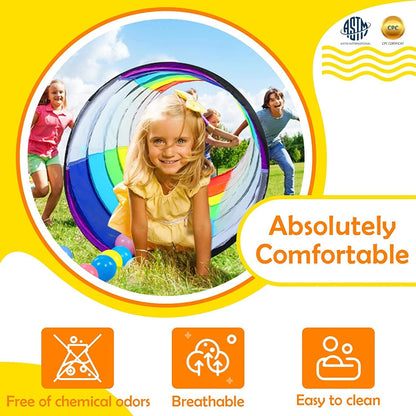 Kids Play Tunnel Tent for Toddlers, 18.1D x 69L inches, Rainbow