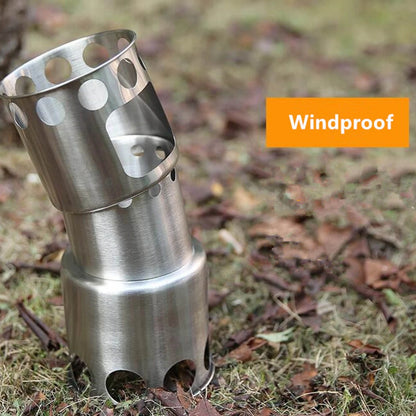Protable 304 Stainless Steel Outdoor Camping Cookware Wood Stove Hiking Tool