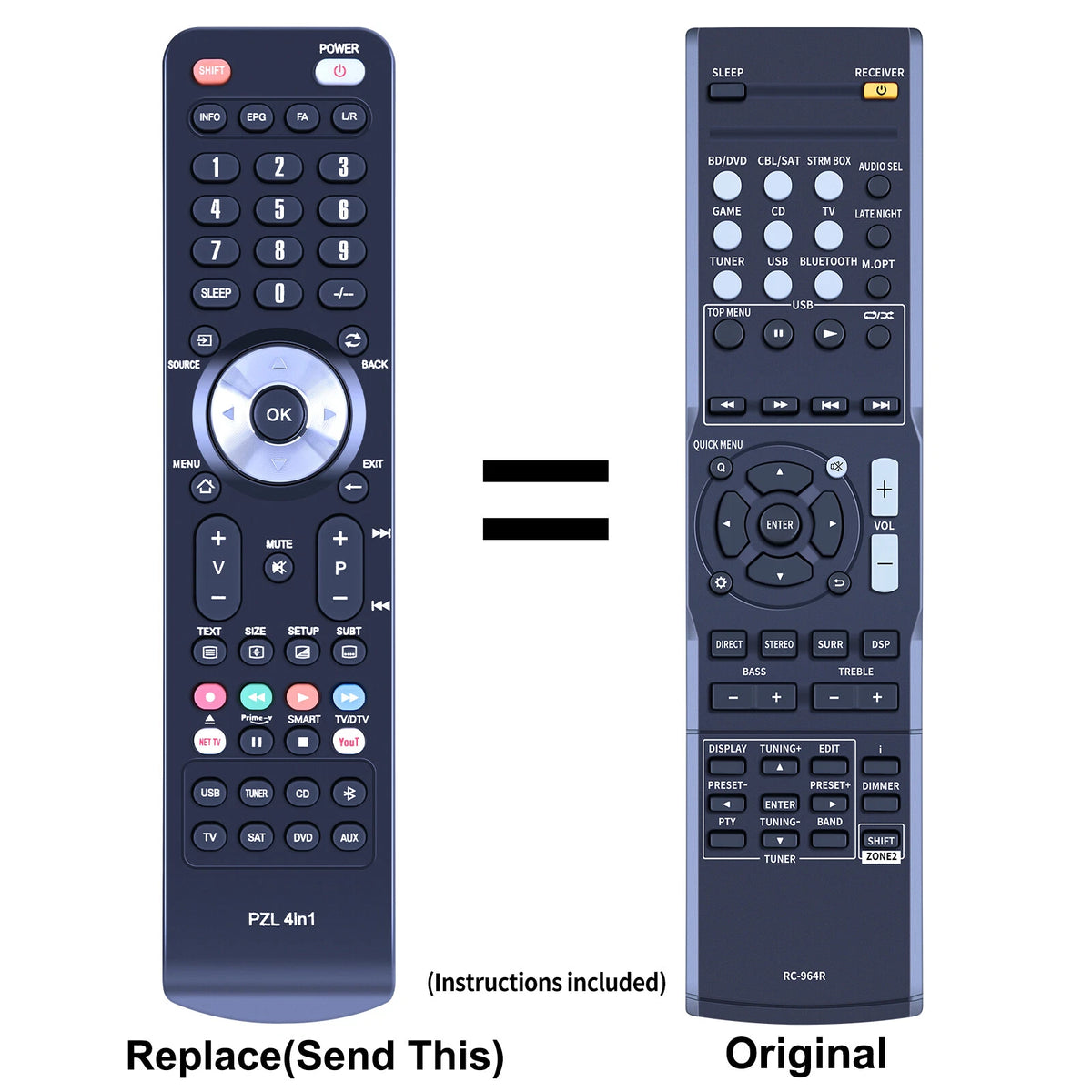 RC-964R Replacement Remote Control For Onkyo TX-SR383