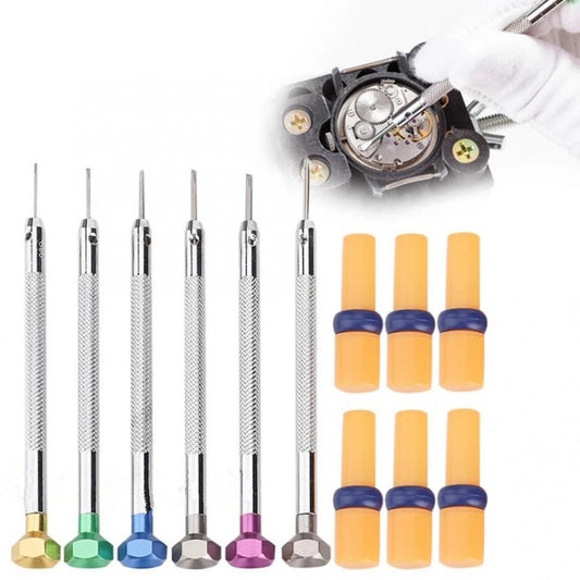 6Pack Steel Screwdriver Watch Jewelry With 6 Blades Watchmakers Repair Tools