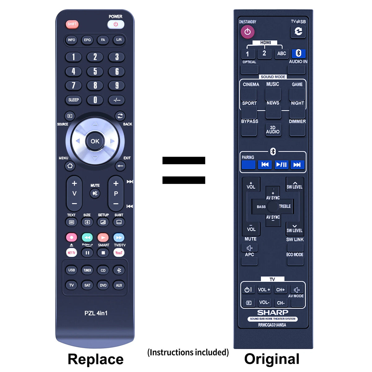 RRMCGA331AWSA For Sharp Sound Bar Replace Remote Control HTSB602 HT-SB602