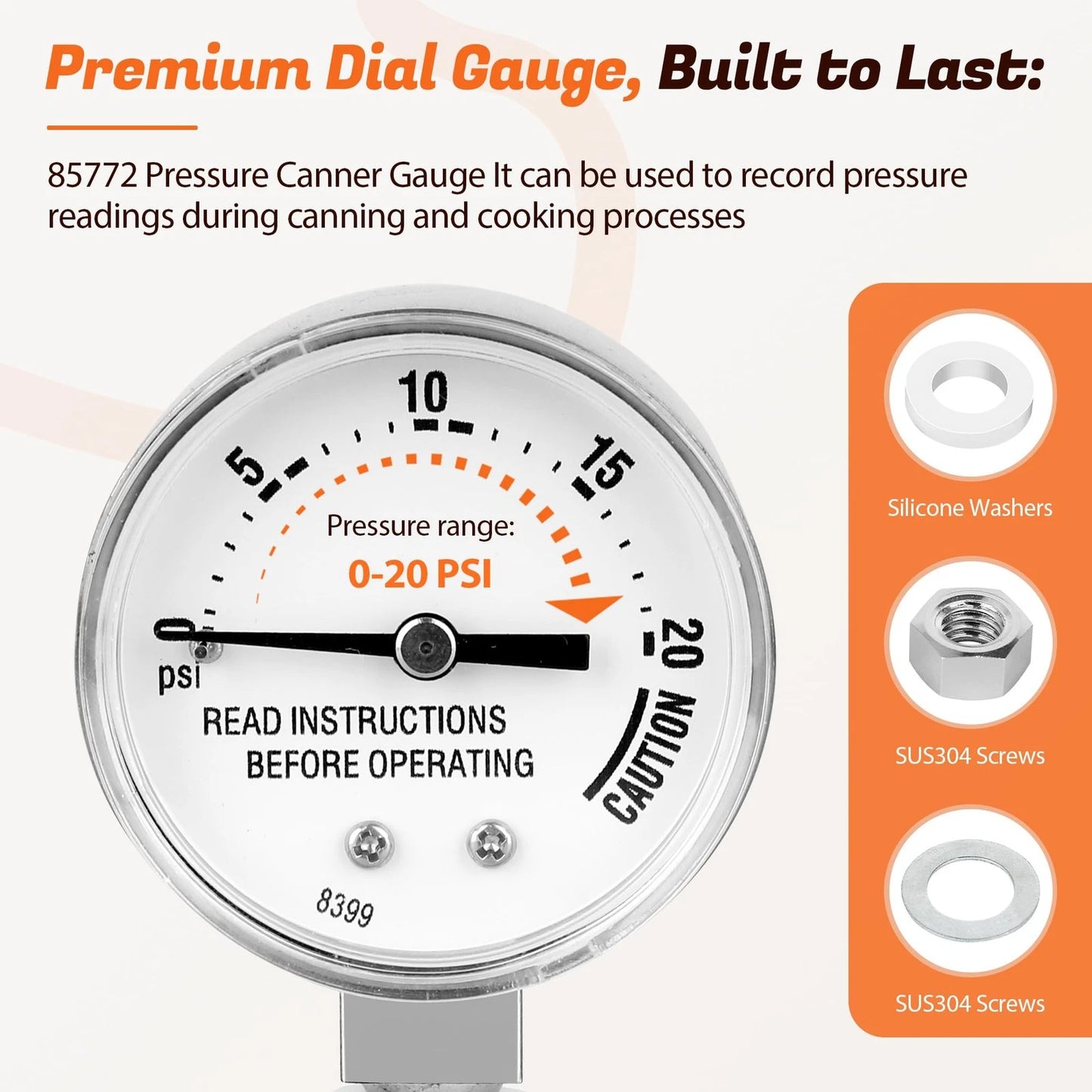 85772 Pressure Canner Steam Gauge,Presto Cooker Standard, White